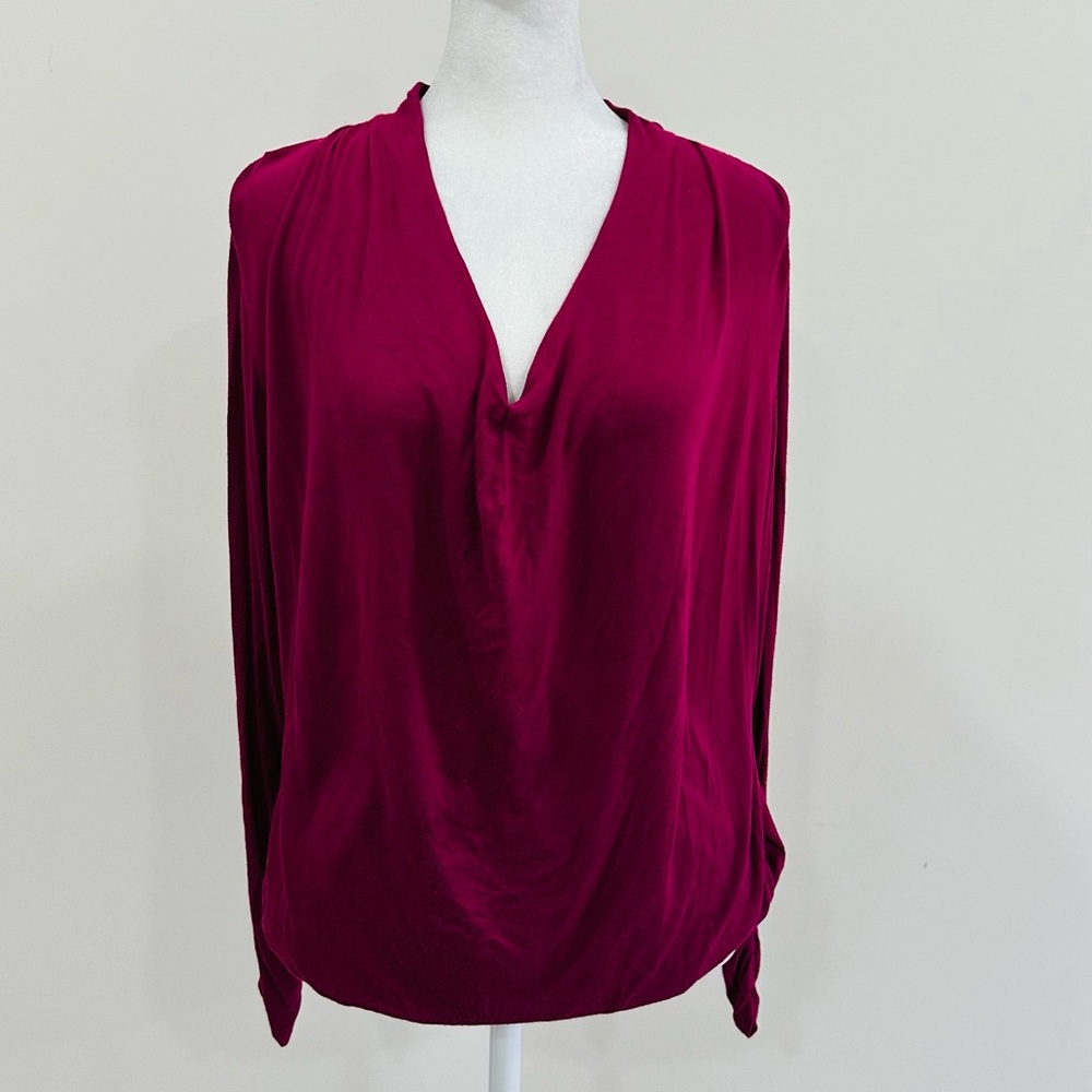 Maeve Anthropologie Women's XS‎ Top Melissa Draped Tee Shirt Magenta